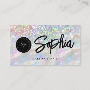 Carte De Visite Holographie Opal Parties scintillant QR Code Logo