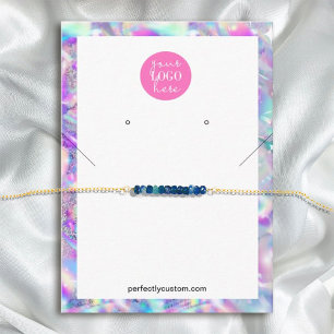 Carte De Visite Holographique Arc en ciel Unicorn collier oreilles