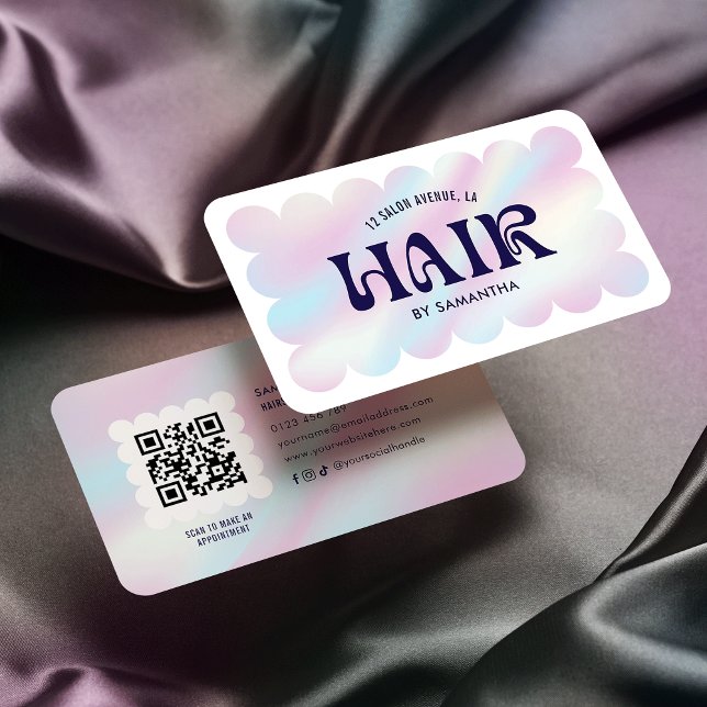 Carte De Visite Holographique branché QR Code coiffeur Hairstylist (Créateur téléchargé)