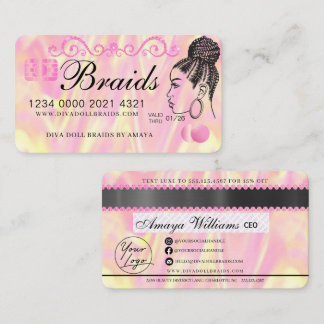 Carte De Visite Holographique de luxe Holographique cheveux tressa