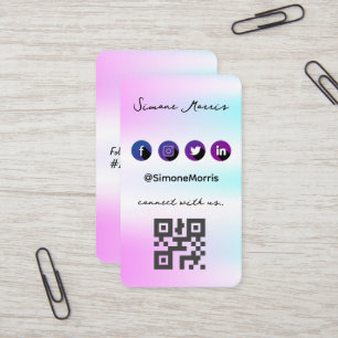 Carte De Visite Holographique Design-Social Media QR Code