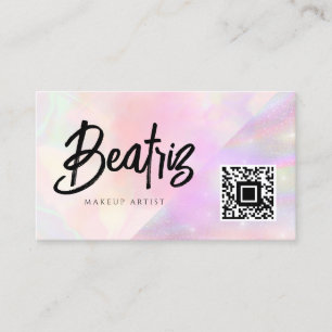 Carte De Visite Holographique élégant rose féminin girly aquarelle
