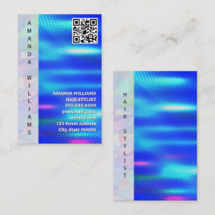 Carte De Visite Holographique géométrique   Code QR   Métal bleu