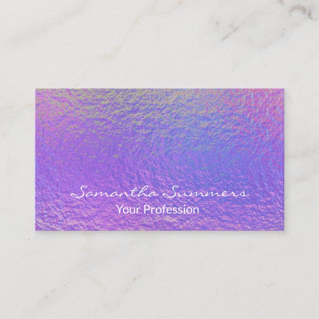 Carte De Visite Holographique Iridescendant violet moderne (Devant)