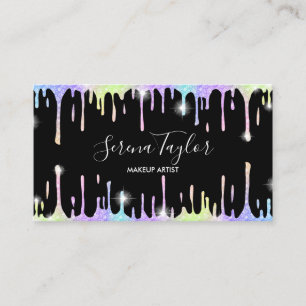 Carte De Visite Holographique licorne maquillage cils parties scin