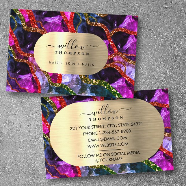 Carte De Visite Holographique Opal Purple Géode Agate (Holographic Opal Purple Geode Agate Business Card)