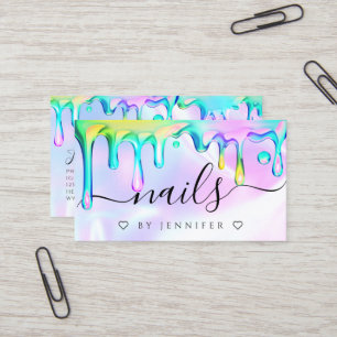 Carte De Visite Holographique Polonais Drives Nails Artiste QR Cod