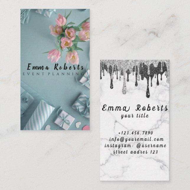 Carte De Visite Holographique Unicorn Parties scintillant Drives B (Devant / Derrière)