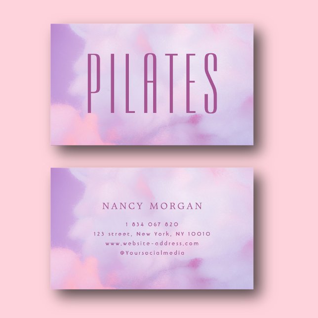 Carte de visite holographique violette Pilates (Créateur téléchargé)