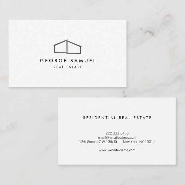 Carte De Visite Home Logo Realtor noir et blanc (Devant / Derrière)