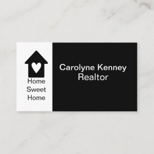 Carte De Visite Home Sweet Heart Realtor Simple Noir Blanc
