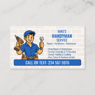 Carte De Visite Homme à tout faire de dessin animé bleu Outil QR R