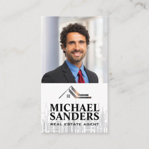 Carte De Visite Homme d'affaires   Logo immobilier   Ville Skyline