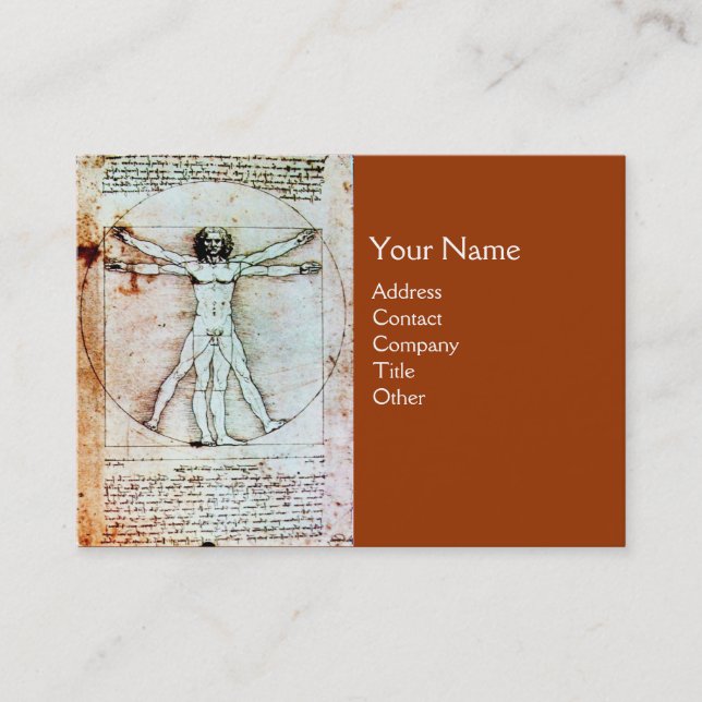 Carte De Visite HOMME VITRUVIEN, Parchemin Brown antique (Devant)