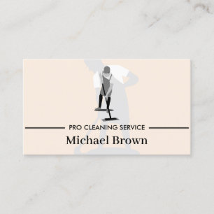 Carte De Visite Hommes Propre Directeur Professionnel Ménage beige