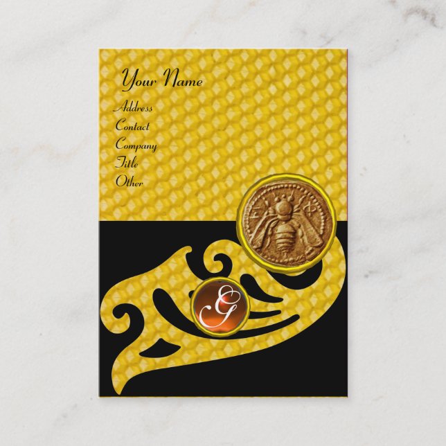 CARTE DE VISITE HONEY BEE, BEEKEEPER APIARIST MONOGRAMME (Devant)