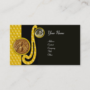 CARTE DE VISITE HONEY BEE, BEEKEEPER APIARIST MONOGRAMME