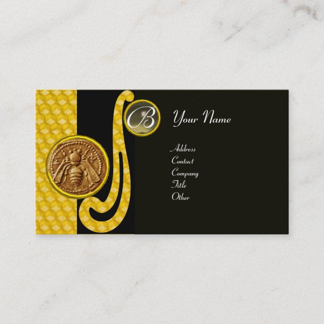 CARTE DE VISITE HONEY BEE, BEEKEEPER APIARIST MONOGRAMME (Devant)