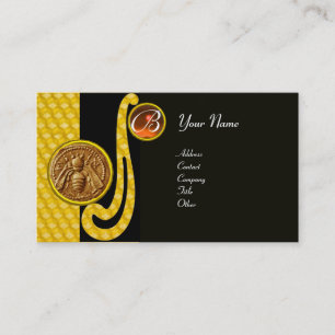 CARTE DE VISITE HONEY BEE, BEEKEEPER APIARIST MONOGRAMME