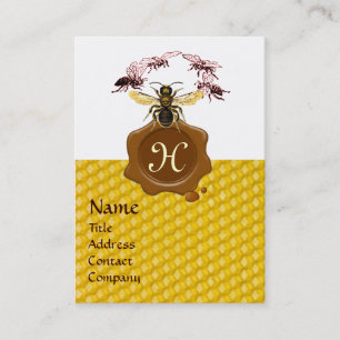 CARTE DE VISITE HONEY BEE, BEEKEEPER MONOGRAMME DE SCEAU DE CIRE B