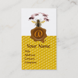 CARTE DE VISITE HONEY BEE, BEEKEEPER MONOGRAMME DE SCEAU DE CIRE B