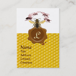 CARTE DE VISITE HONEY BEE, BEEKEEPER MONOGRAMME DE SCEAU DE CIRE B