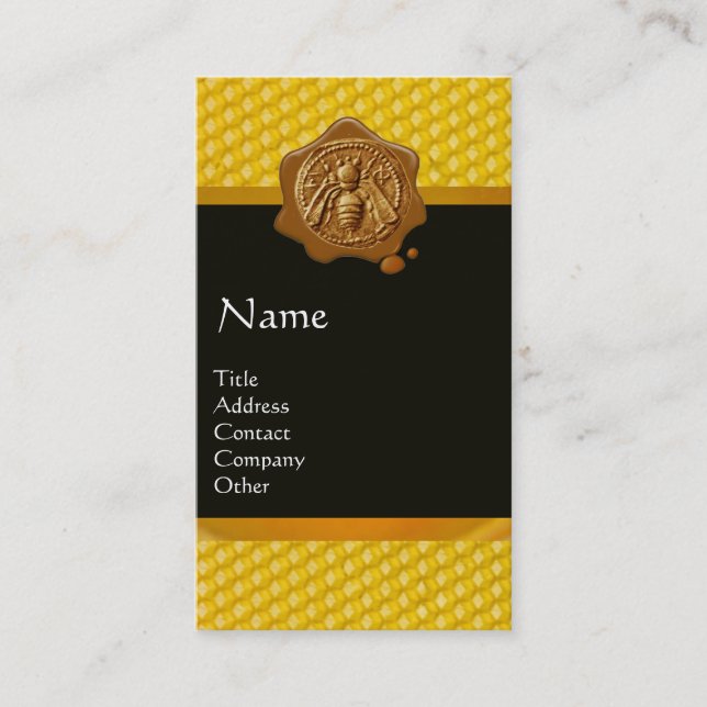 CARTE DE VISITE HONEY BEE, BEEKEEPER MONOGRAMME DE SCEAU DE CIRE B (Devant)