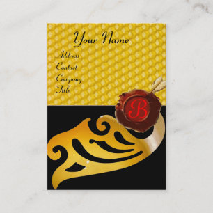 CARTE DE VISITE HONEY BEE, BEEKEEPER RED WAX SEAL MONOGRAMME