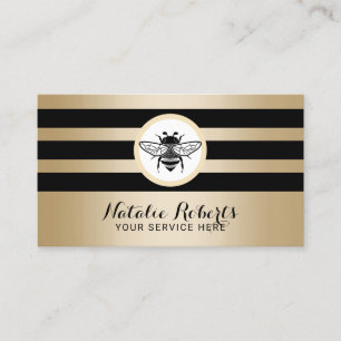 Carte De Visite Honey Bee Logo Black Gold Stripes Haricot Farm