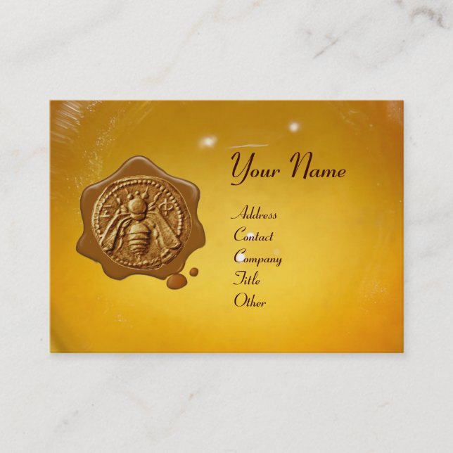 CARTE DE VISITE HONEY BEE WAX SEAL, BEEKEEPER APIARY (Devant)