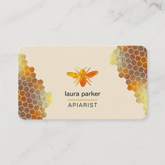 Carte De Visite Honeypeb Honey Bee Apirarist Hexagons Beekeepons (Devant)