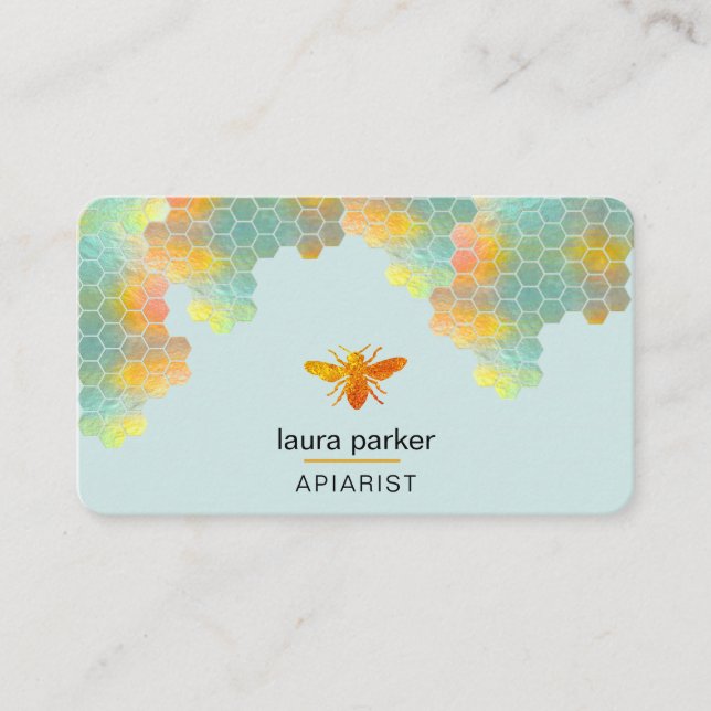 Carte De Visite Honeypeb Honey Bee Apirarist Hexagons Beekeepons (Devant)