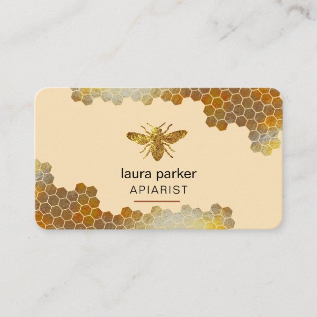 Carte De Visite Honeypeb Honey Bee Apirarist Hexagons Beekeepons B (Devant)