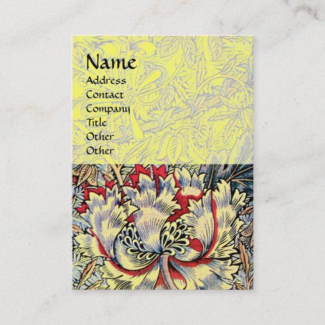 Carte De Visite HONEYSUCKLE, jaune, rouge rose blanc (Devant)