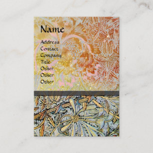 Carte De Visite HONEYSUCKLE Rose Rouge Jaune Brown Floral Kraft