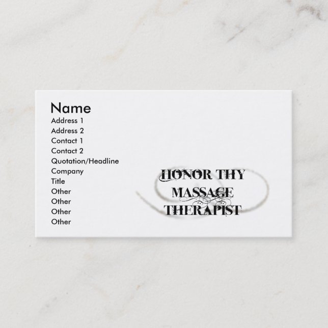 Carte De Visite Honorez Thy thérapeute de massage (Devant)