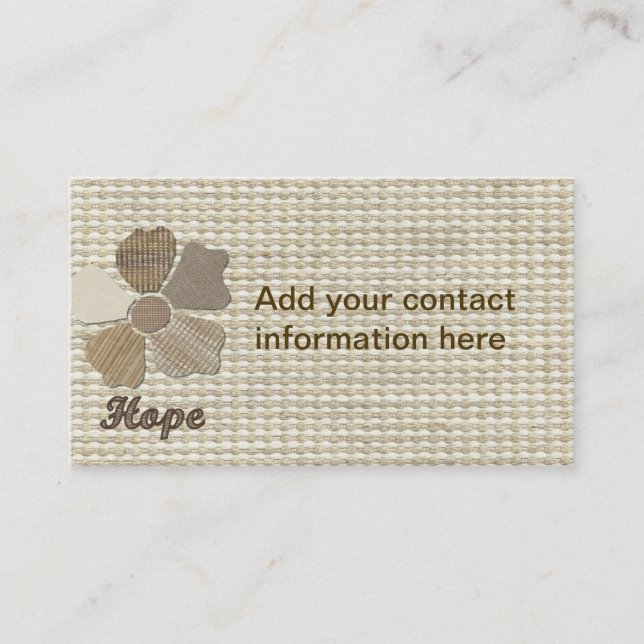 Carte De Visite Hope Inspirational Fabric Flower Collage (Devant)