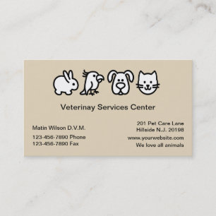 Carte De Visite Hôpital vétérinaire simple d'animal familier