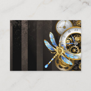 Carte De Visite Horloge à vapeur avec libellule mécanique