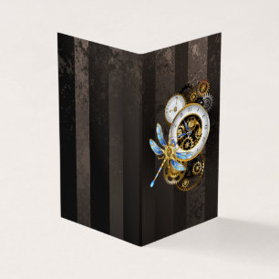 Carte De Visite Horloge à vapeur avec libellule mécanique