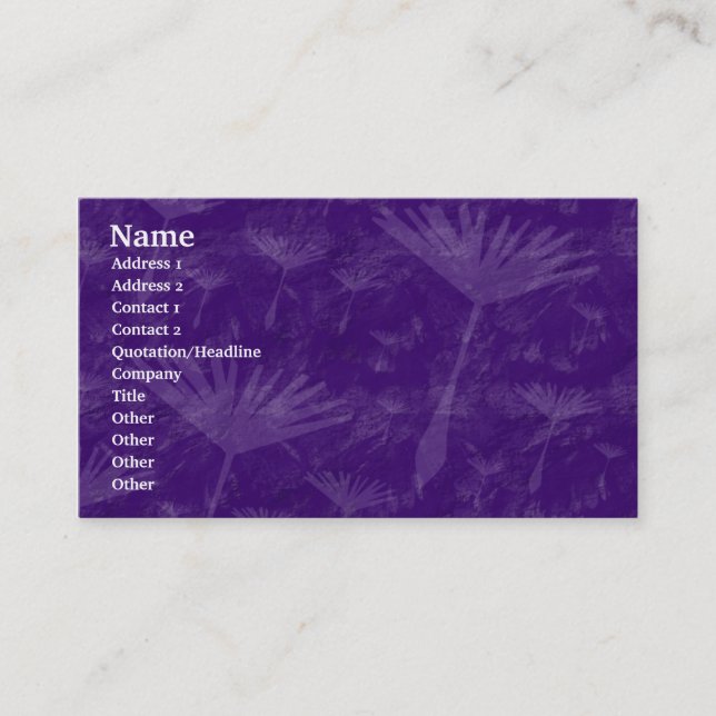 Carte De Visite Horloge Dandylion Rocheuse - Violet (Devant)