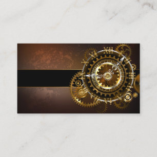 Carte De Visite Horloge Steampunk avec des engrenages anciens