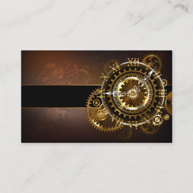 Carte De Visite Horloge Steampunk avec des engrenages anciens (Devant)