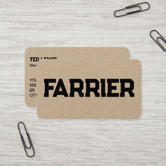 Carte De Visite Horse Farrier (Devant/Arrière en situation)