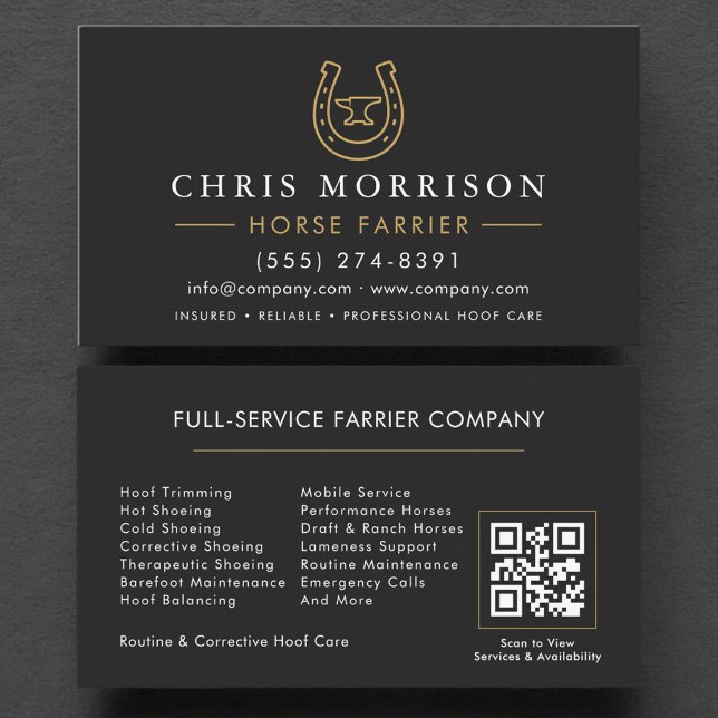 Carte De Visite Horse Farrier Blacksmith QR Code (Créateur téléchargé)