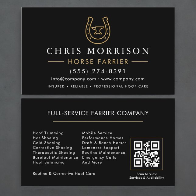 Carte De Visite Horse Farrier QR Code (Créateur téléchargé)