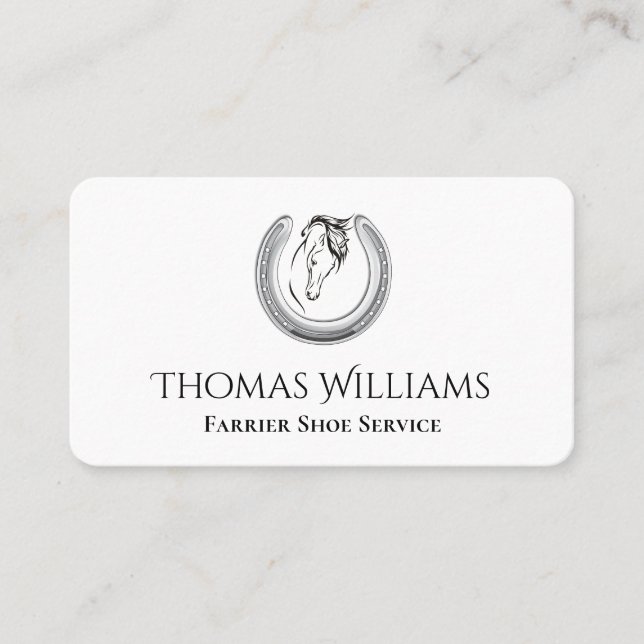 Carte De Visite Horseshoe Logo Equestrian Horse Farrier Service (Devant)