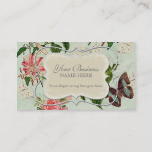 Carte De Visite Hortensia rose du papillon n de lis vintage