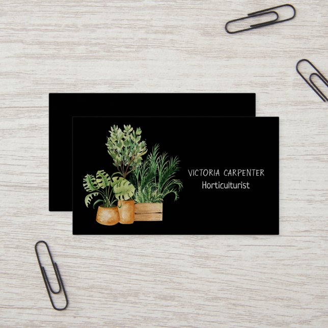 Carte De Visite Horticulteur Plantes verts (Devant/Arrière en situation)