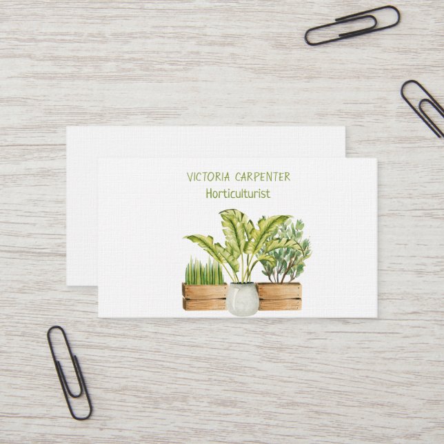 Carte De Visite Horticulteur Plantes verts (Devant/Arrière en situation)